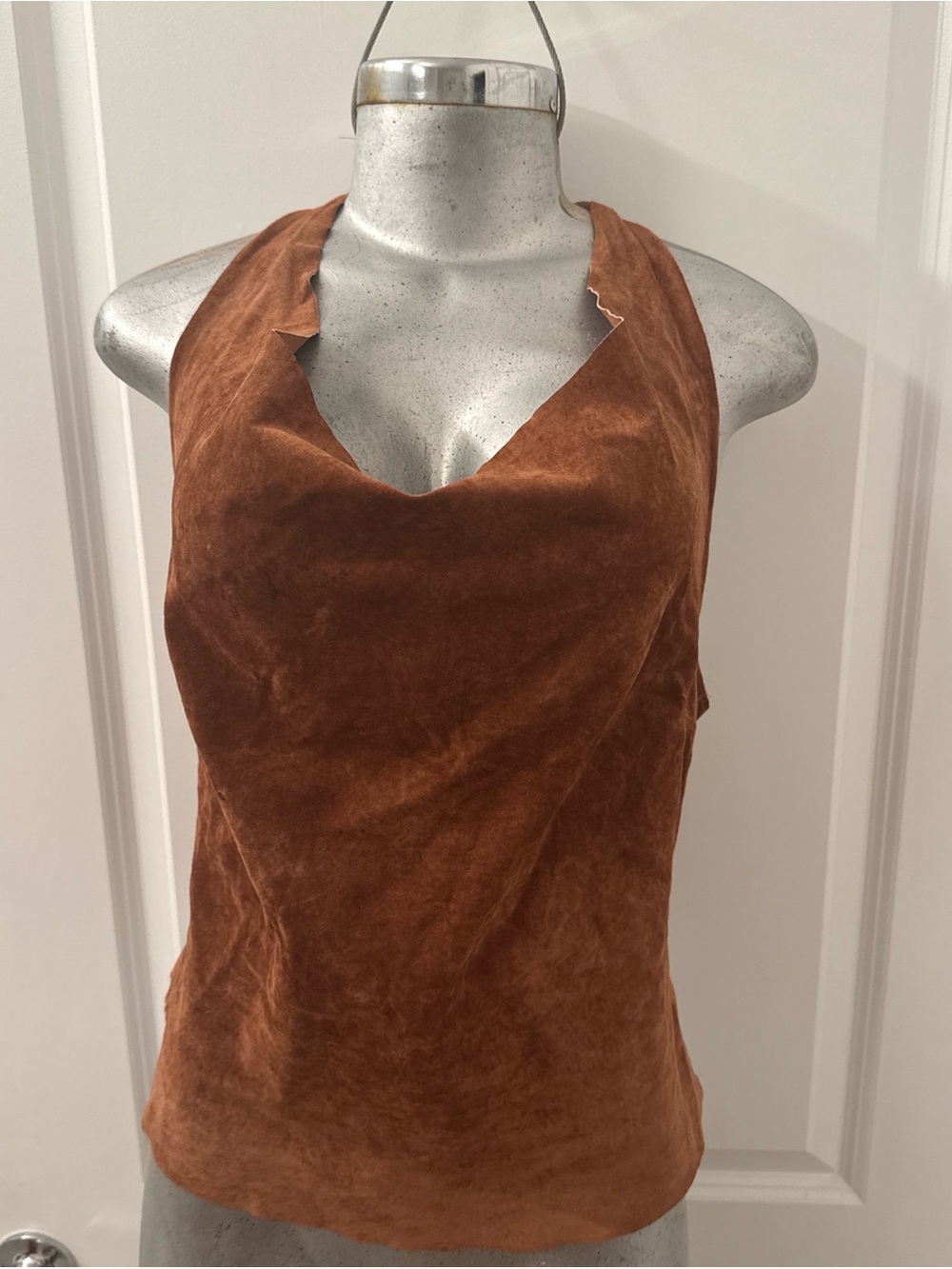 Weat Seal Large Brown 100% Leathwr Halter Tank Top